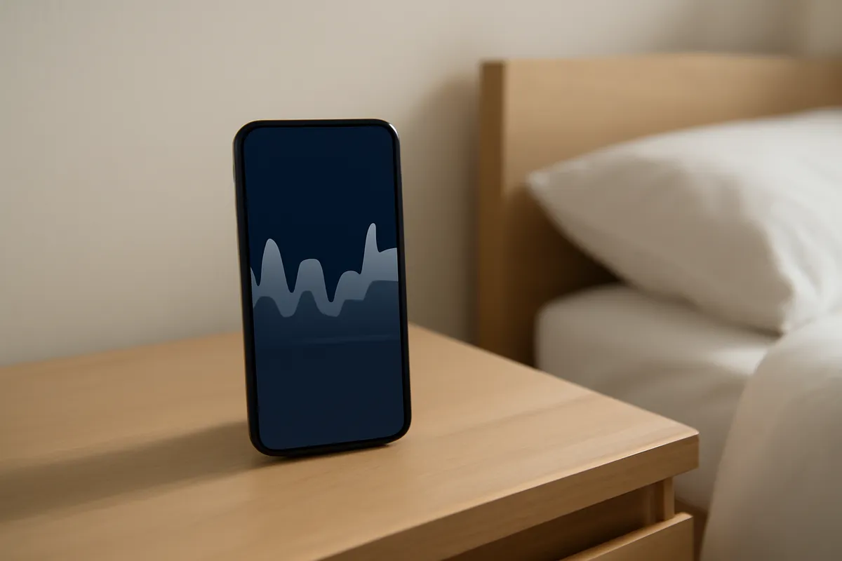 Application mobile de suivi du sommeil affichant un graphique de cycles nocturnes sur un smartphone